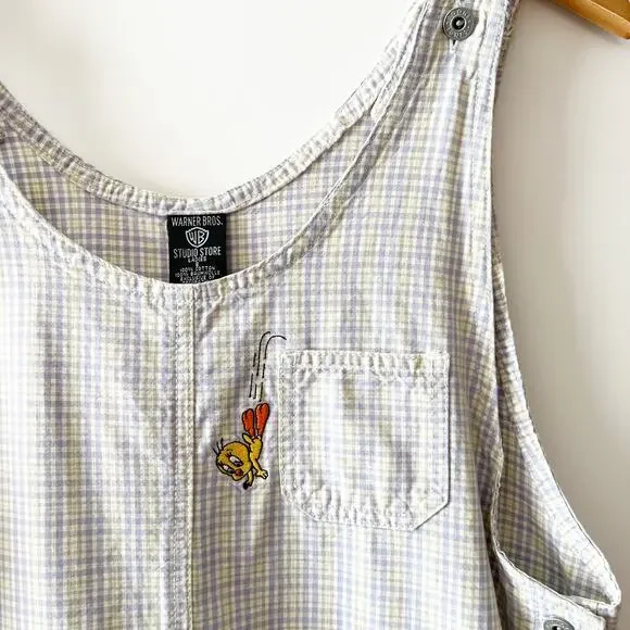 90s Vintage Looney Tunes Plaid Tank Dress Size Small - Picture 4 of 7